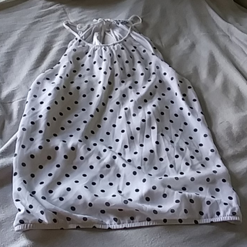 Express White Polka Dot Blouse